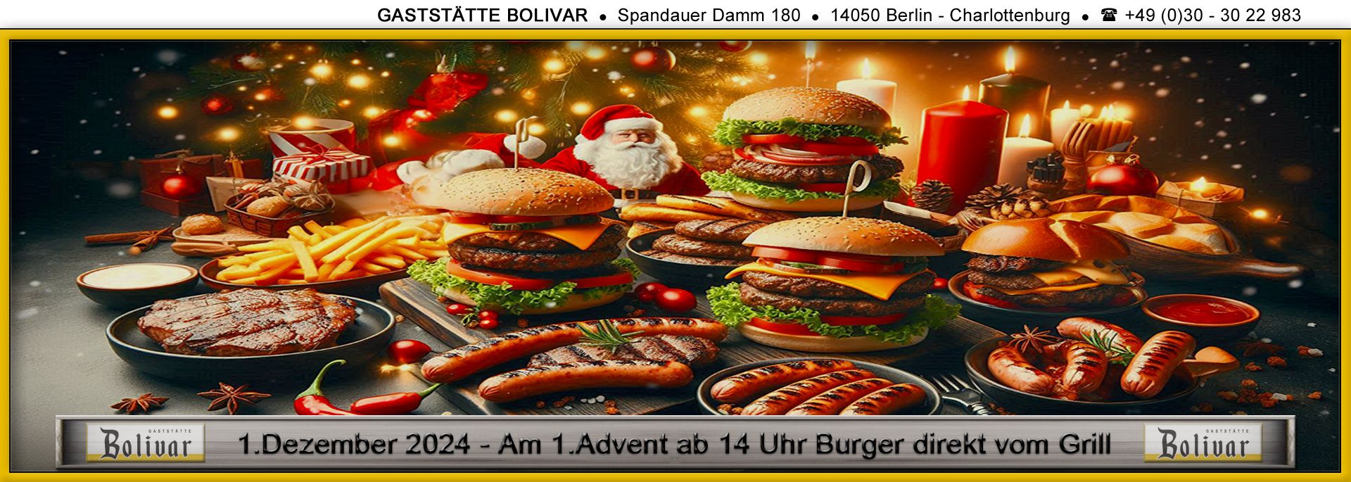 1.Dezember 2024 - Am 1.Advent ab 14 Uhr Burger direkt vom Grill