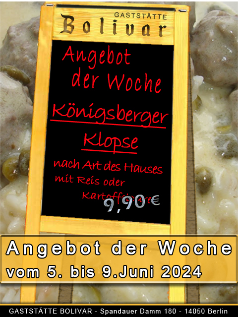 Angebot der Woche Königsberger Klopse - vom 5. bis 9. Juni 2024