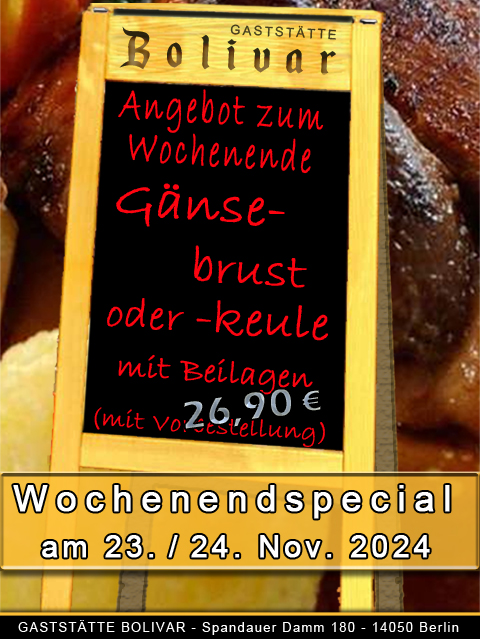 Am 23 und 24 November 2024 - Gans - Gänseessen - Gänsebraten - Gänsebrust - Gänsekeule mit Grünkohl und Rotkohl - nur mit Vorbestellung