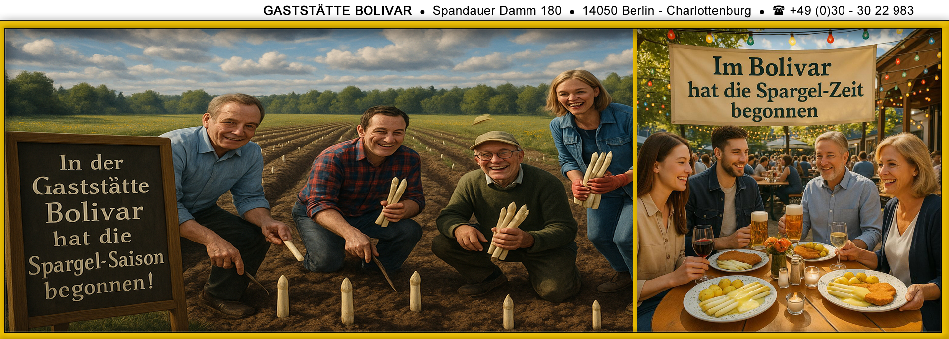 Angebot der Woche - vom 30 April bis 4 Mai 2025 - Spargel mit Omelette! Ein super Angebot - Wohin in Berlin - In den sonnigen Biergarten vom Bolivar!