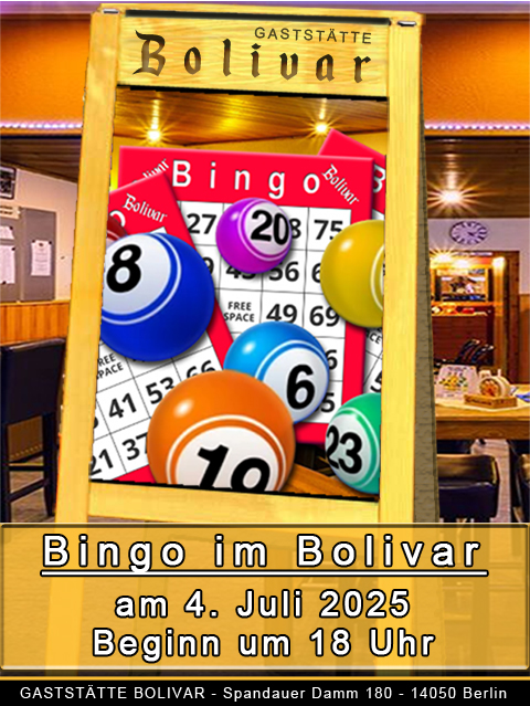 Bingo in Berlin - Charlottenburg - Neu-Westend am 4 Juli 2025 - ab 18 Uhr